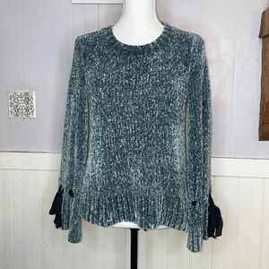 Y2K chunky knit sweater, long sleeve bell sleeve size petite small